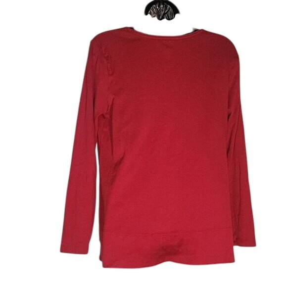J.‎ Jill Perfect Pima Red High-Low Long-Sleeve Tee 100% Pima Cotton M Petite - Picture 3 of 5